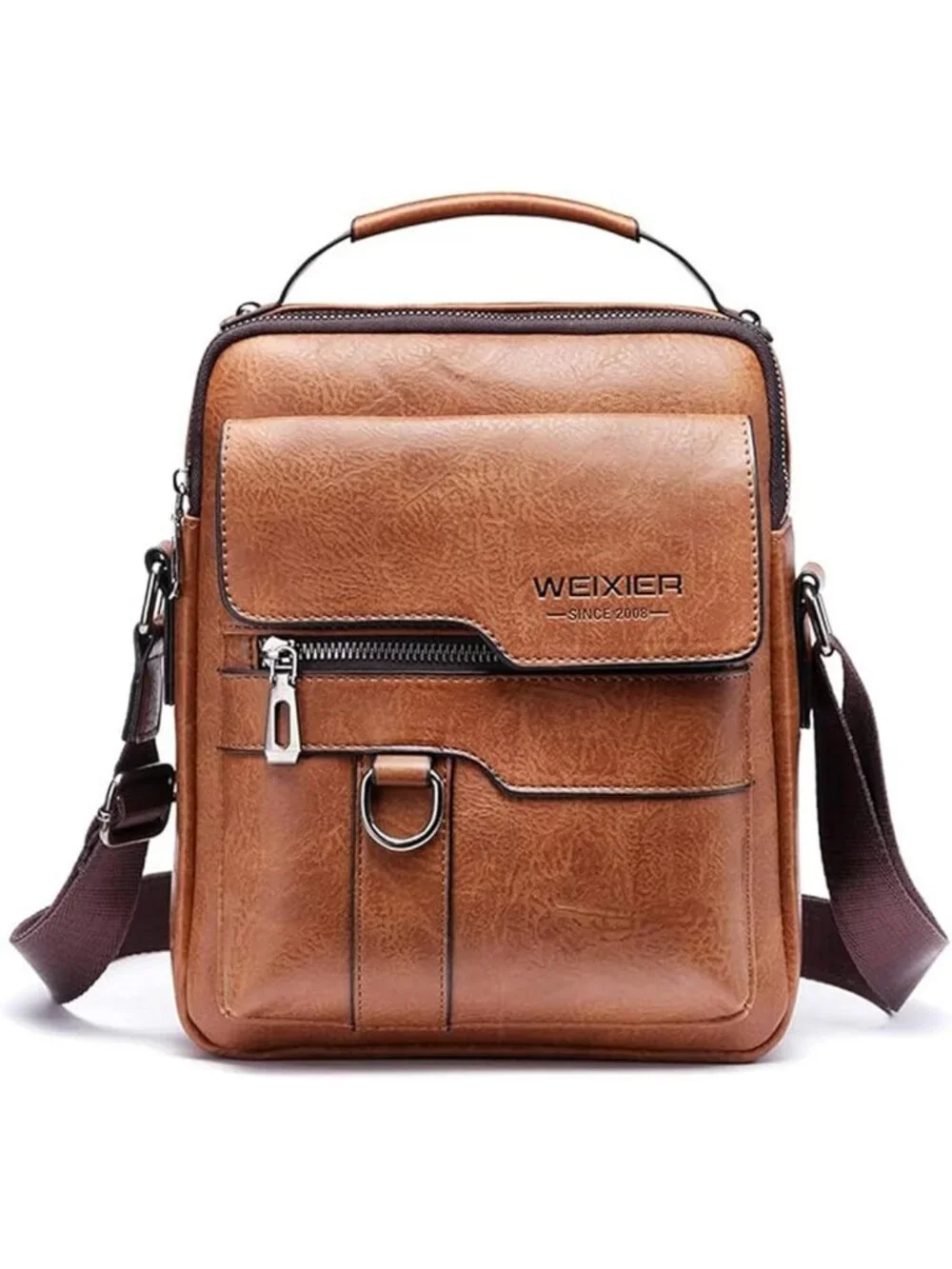 Vintage PU Leather Crossbody Messenger Bag for Men - Small Shoulder Satchel